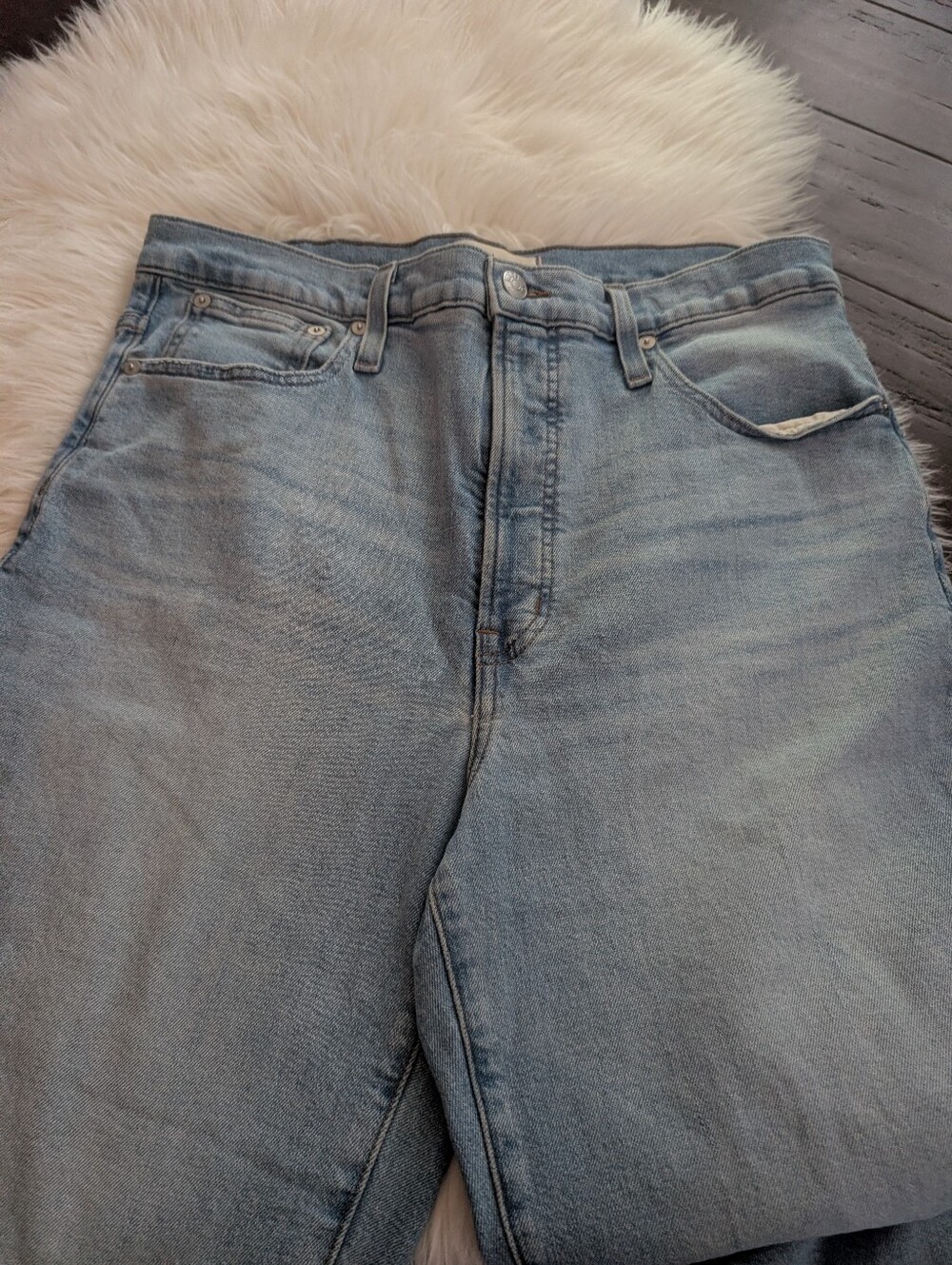 Madewell The Perfect Vintage Straight Jeans Knee Rip Danby Wash ND515 Size 31 - Picture 3 of 6